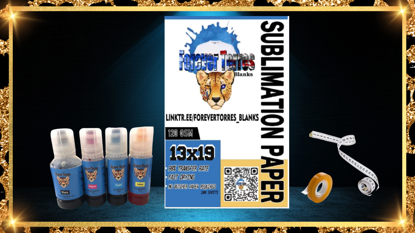 Sublimation Bundle Paper, Ink, Heat Tape, and Measuring Tape